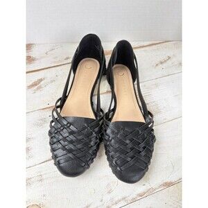 Journee Collection Ekko black flats sandals huaraches vegan leather 8.5 W EUC